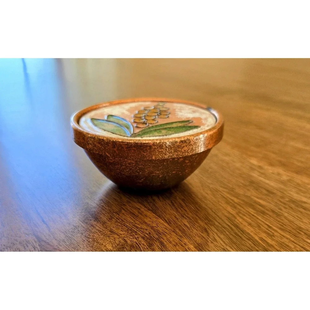 Vintage Copper Cloisonné Flower Enamel Trinket Dish